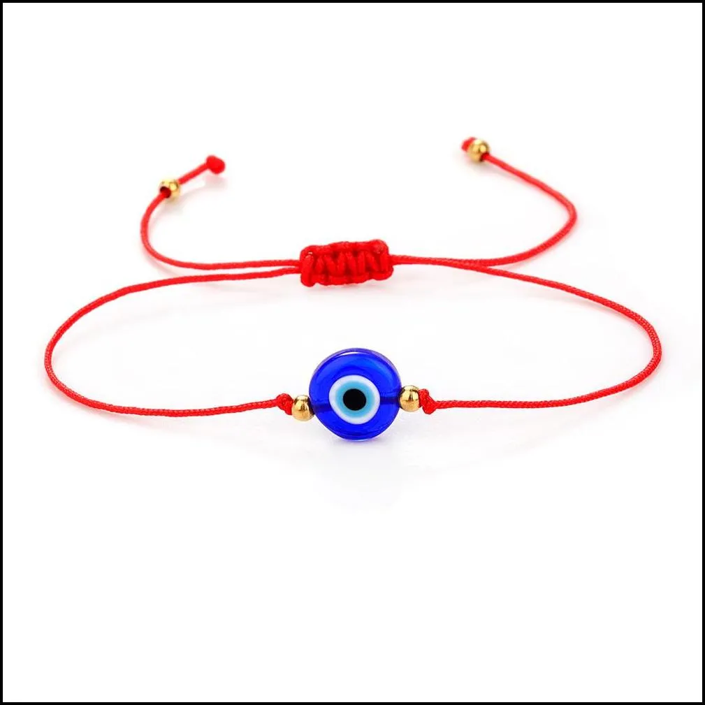 blue eye round beads bracelet strands evil turkish eyes handmade braided red thread string bracelets friendship jewelry