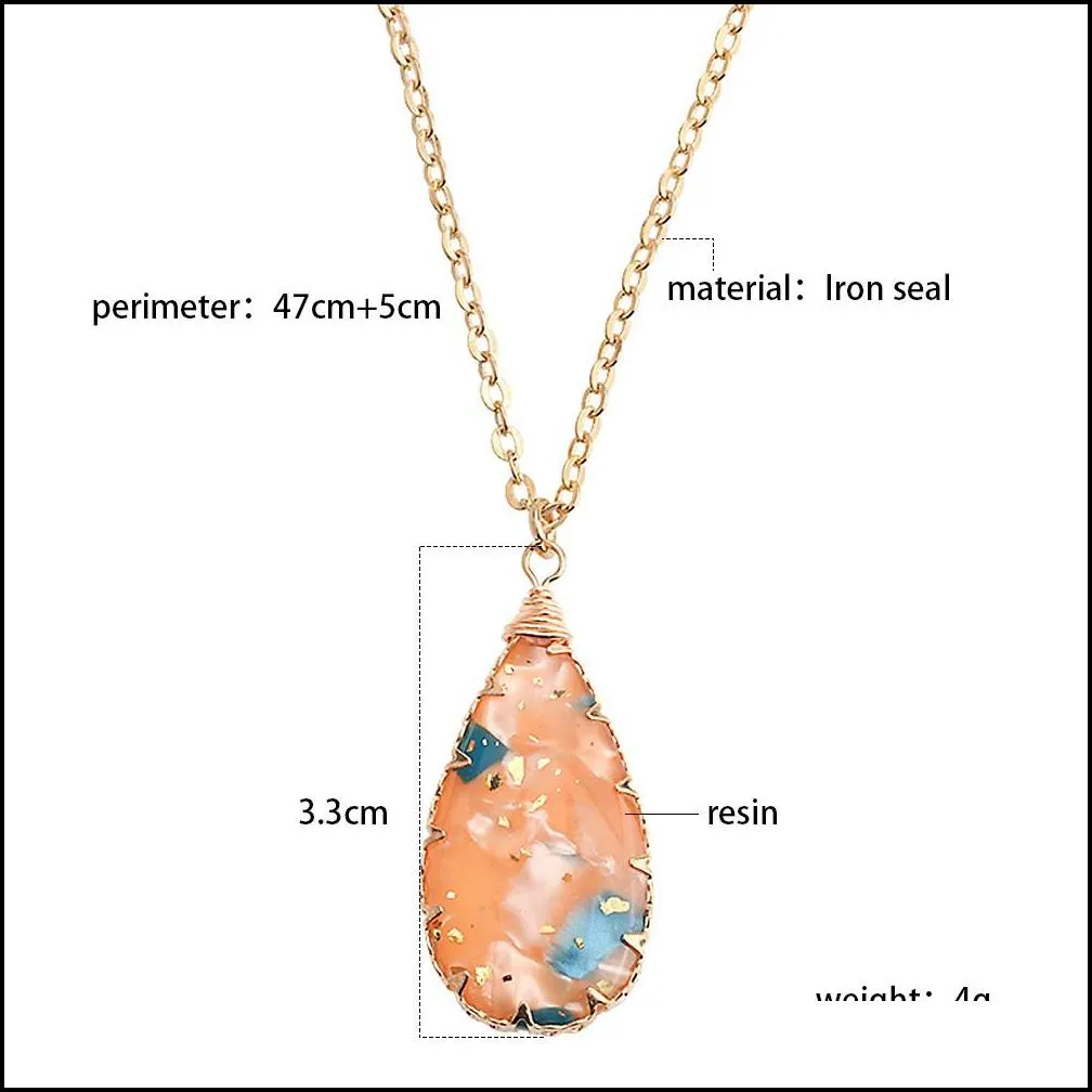 fashion resin stone druzy necklaces flower shell gold plated geometry stone pendant necklace for elegant women girls fashion jewelry