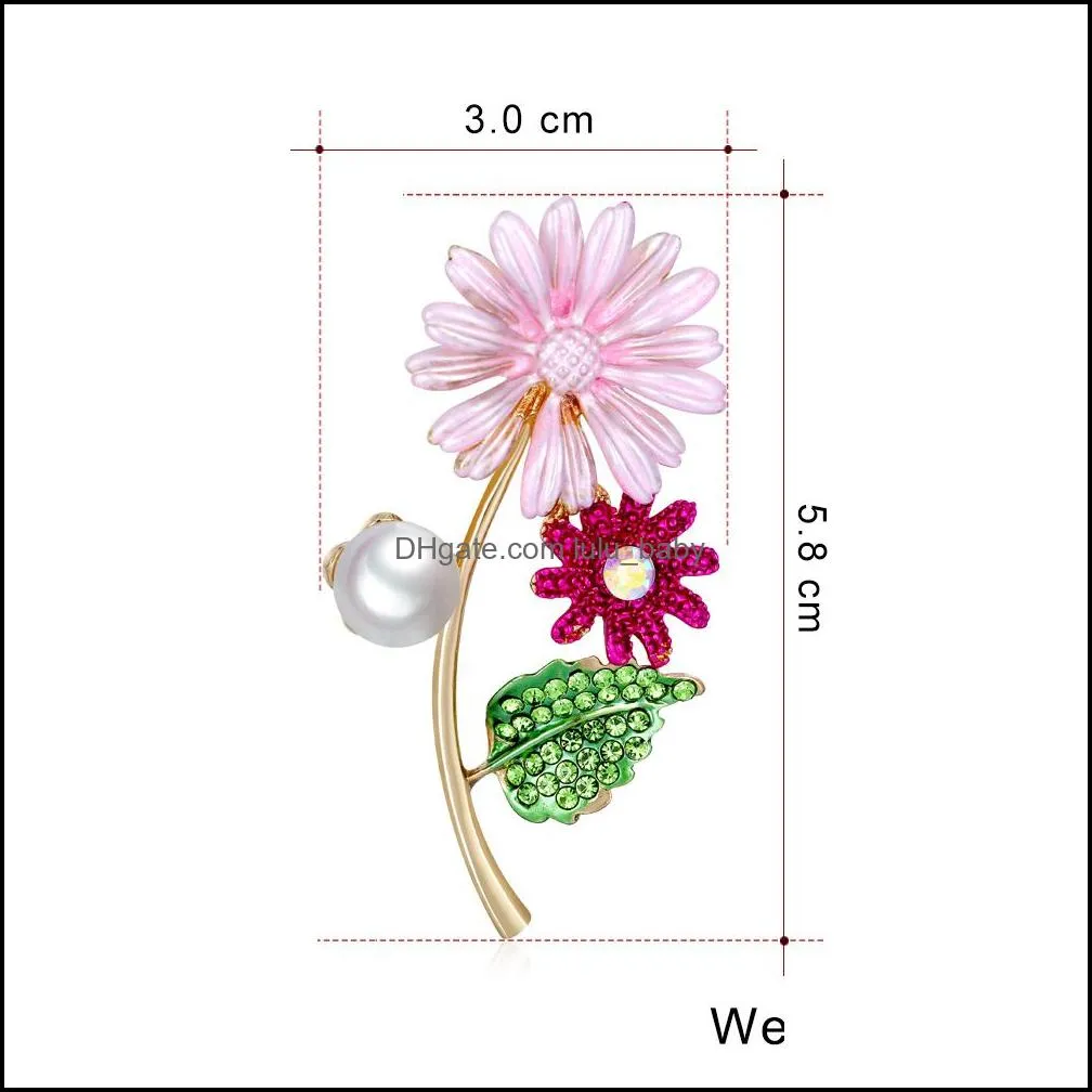 enamel daisy flower brooch pin business suit tops wedding dress corsage rhinestone brooches for women men fashion jewelry