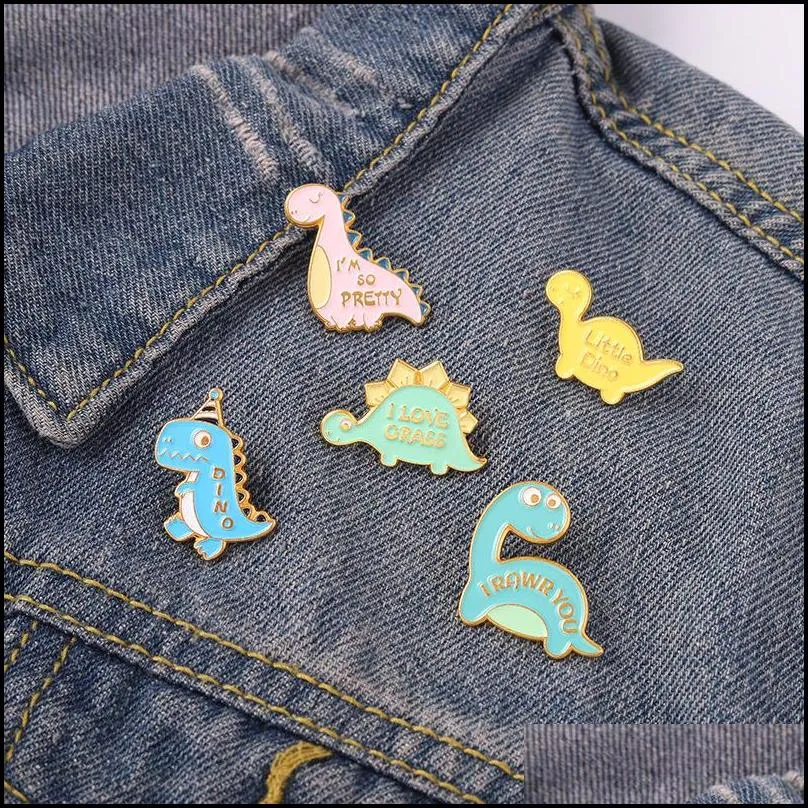 cute cartoon dinosaur brooch shirt backpack pins enamel badges broches for men women badge pins brooches jewelry accessories