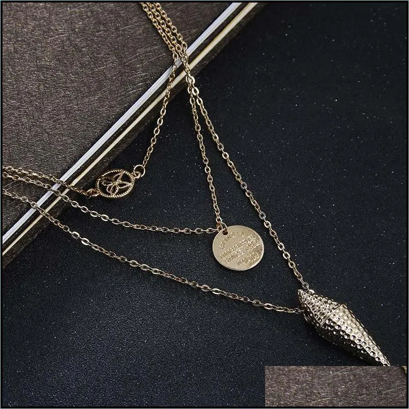 new fashion multi layer necklace star coin simple gold silver color necklaces gift for women girl wholesale jewelry