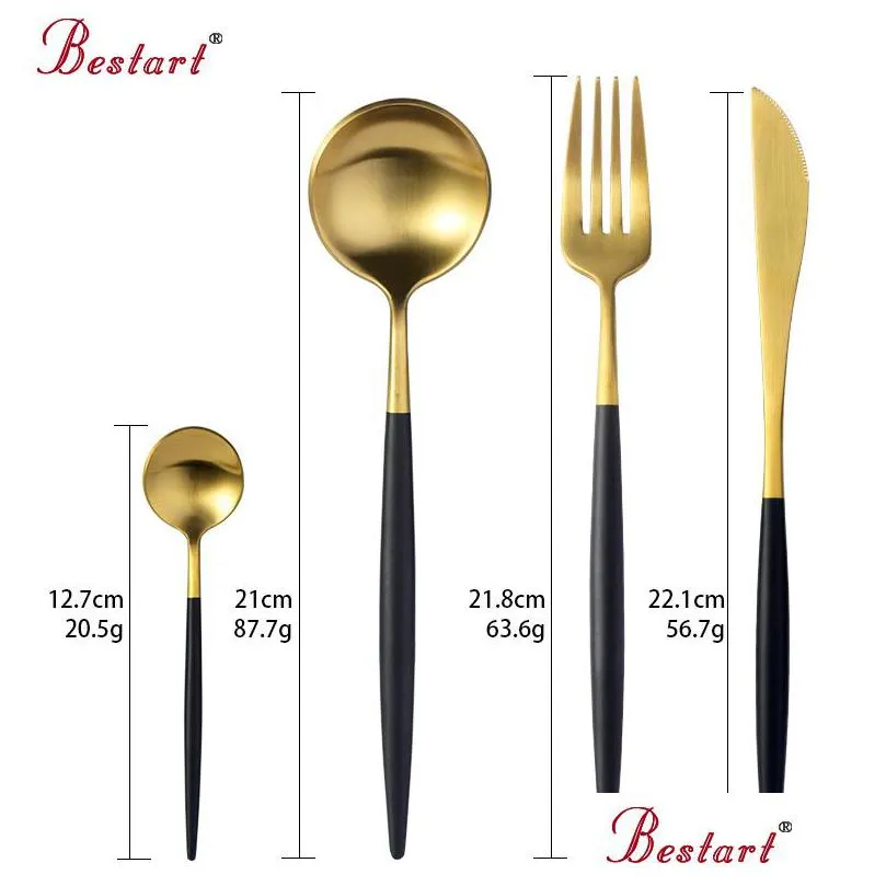 luxury cutipol cutlery with gift box 304 stainless steel western black dinner knife forks sets western dinnerware set for party