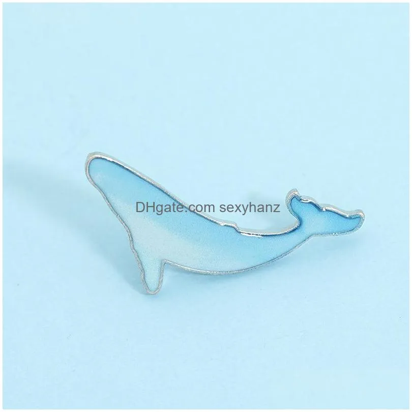 japanese cartoon blue whale brooch pins enamel funny metal brooches for girls xmas gift jewelry badges bag clothes accessories men shirt