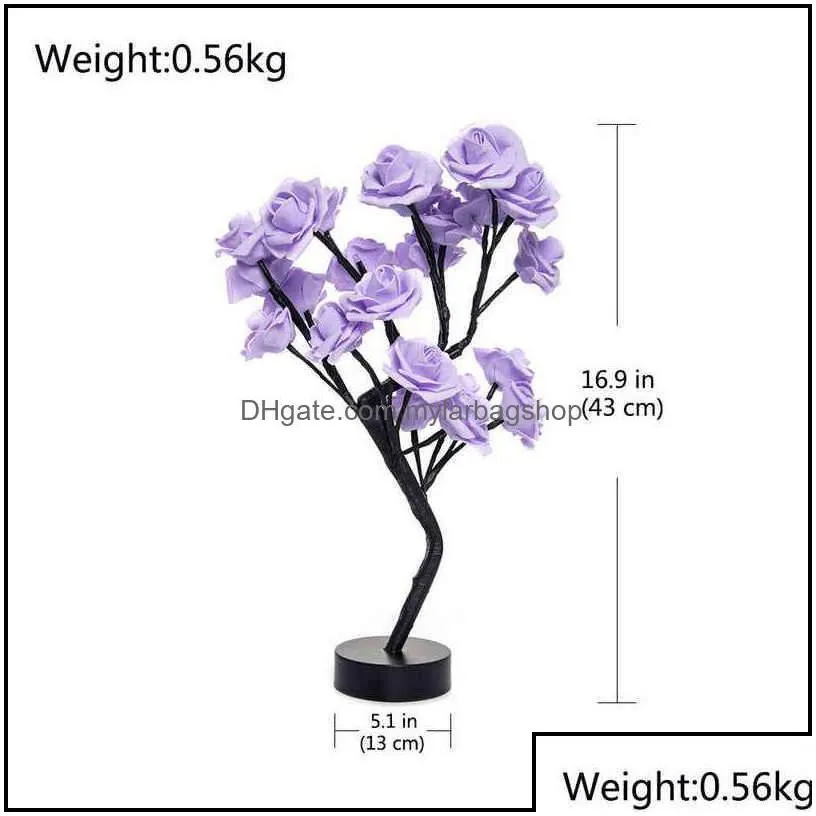 christmas decorations festive party supplies home garden led table lamp rose flower tree usb night lights decoration gift for kids room