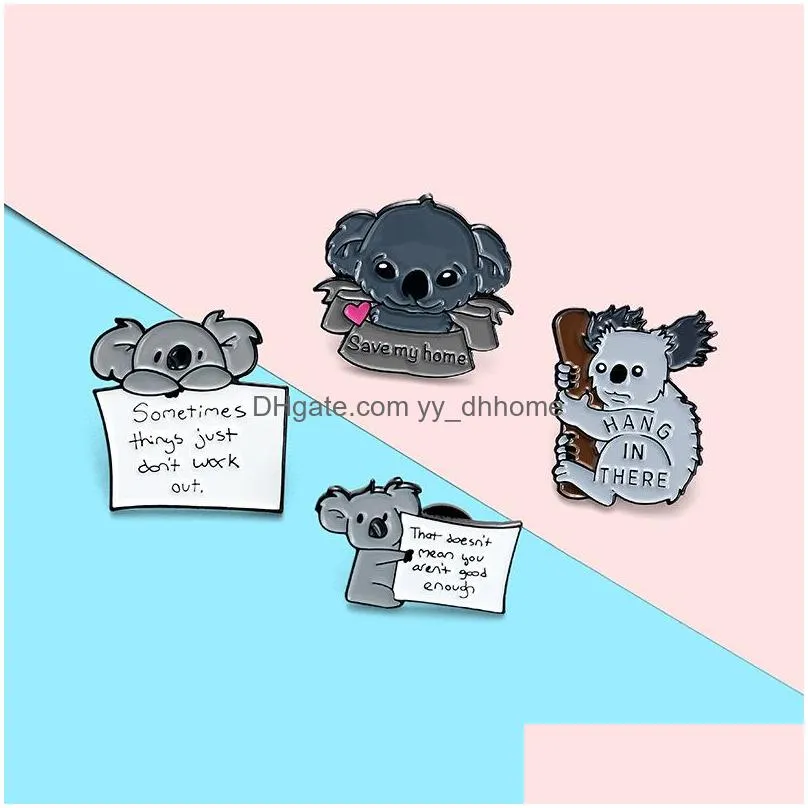 fashion cartoon design cute koala brooch set gun black eco enamel pins funny zinc alloy brooches for girls gift jewelry badges bag clothes denim shirt