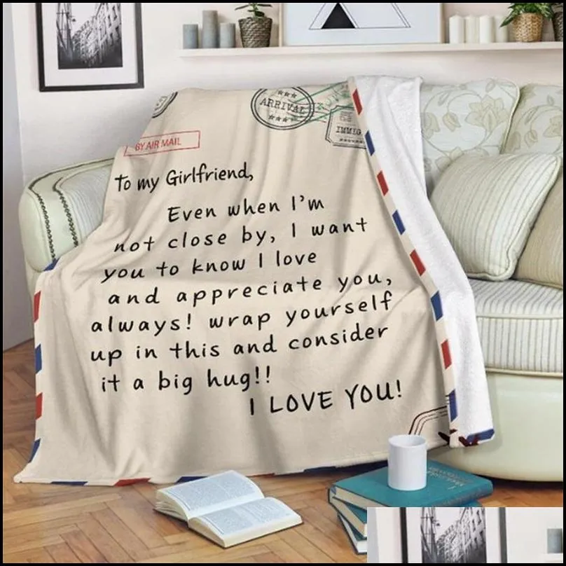 130*150cm 150*200cm fleece blanket letter printed personalized blanket home blankets family love gifts