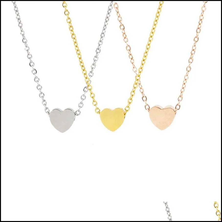 classic stainless steel clavicle chain necklace love heart pendant necklace for women gold necklace choker party wedding jewelry gifts