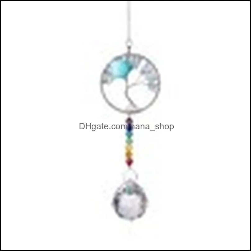 colorful tree of life 7 chakra crystal ball window hanging pendant chandelier wedding decor christmas prism ornaments