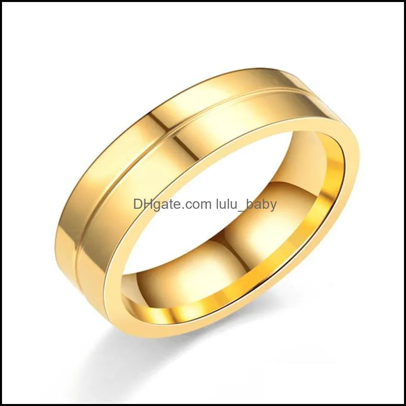 stainless steel diamond ring band gold zirconia groove women men rings engagement wedding fashion jewelry