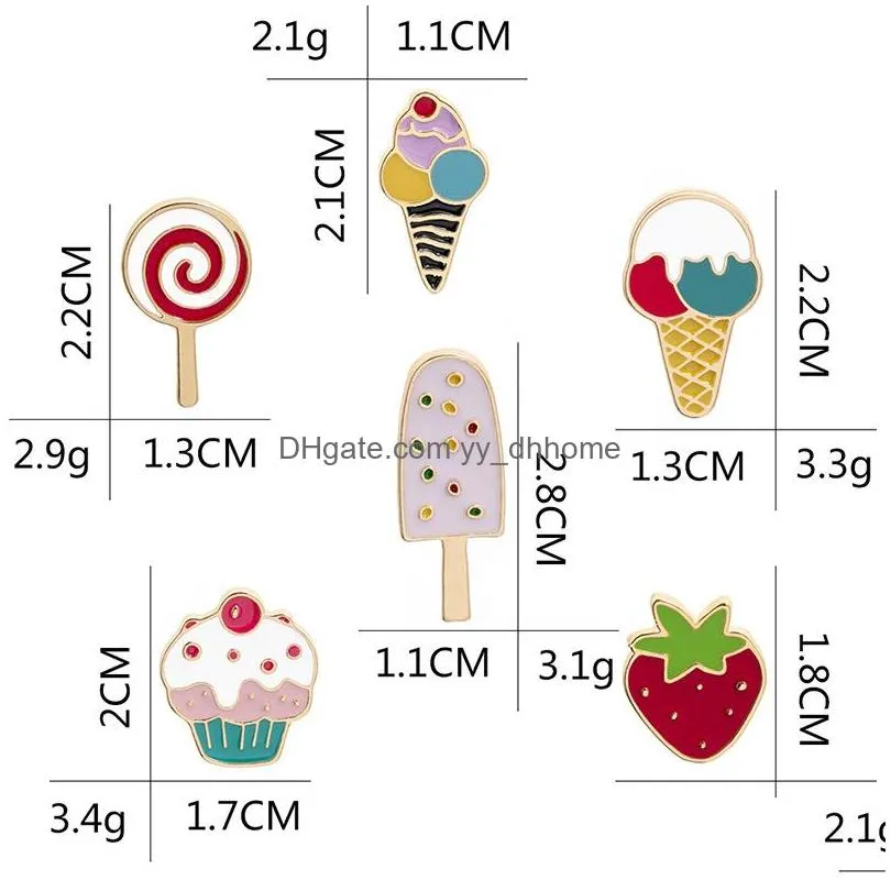 korean cartoon ice cream brooch pins funny creativity cone enamel brooches for girls gift jewelry badges bag clothes accessories shirt