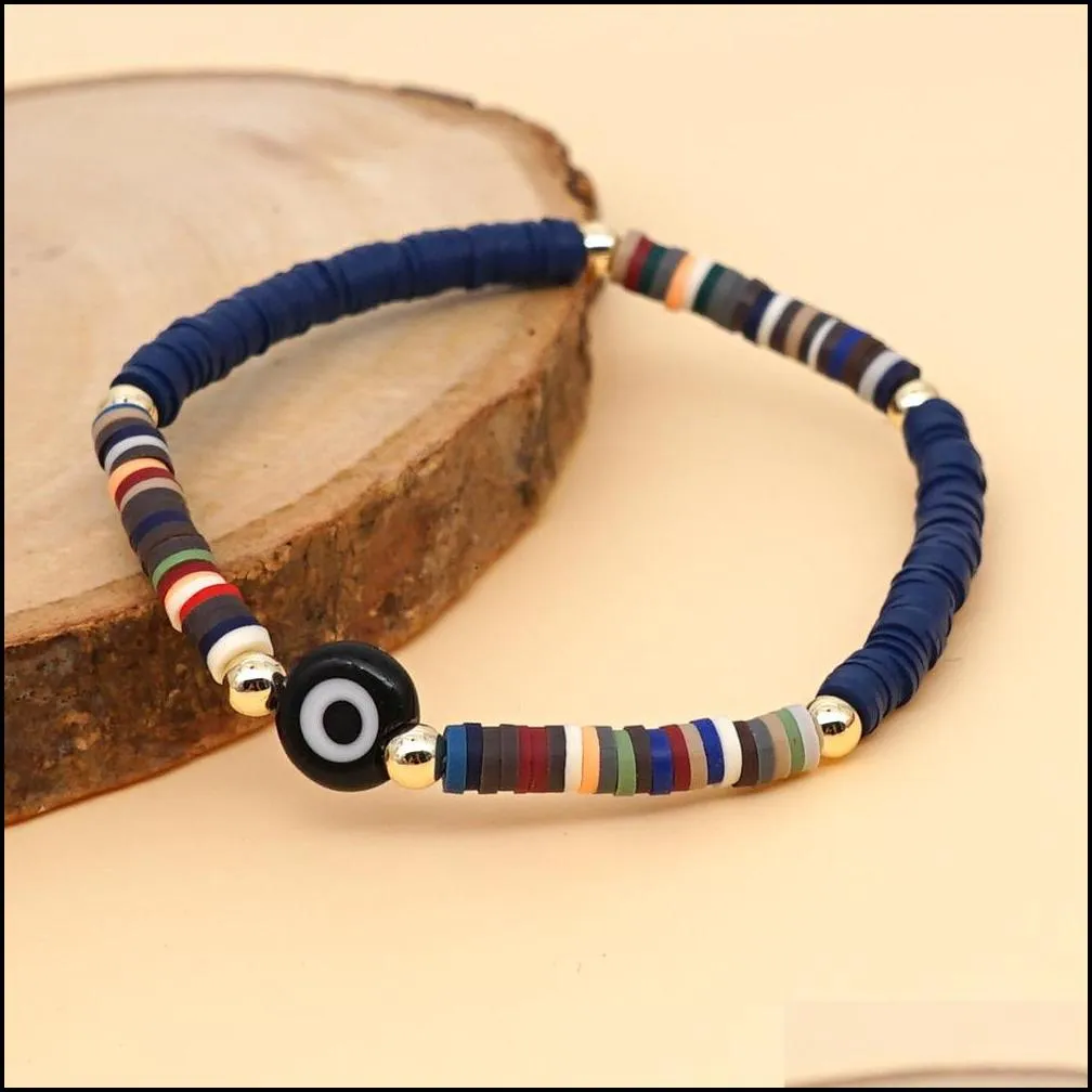 polymer clay bead bracelets for women evil blue eye friendship bracelets handmade jewelry gifts 4mm beads