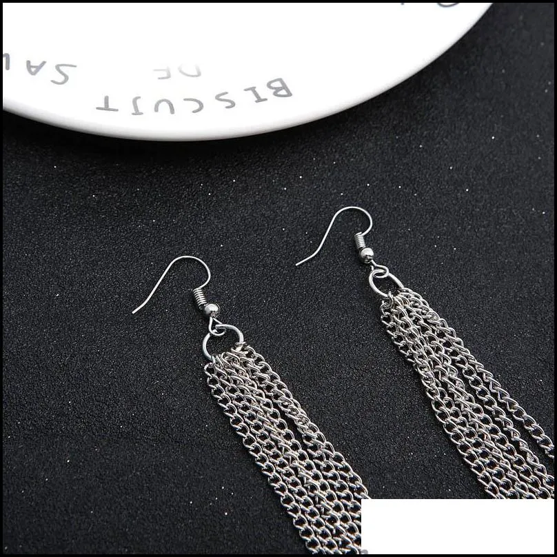 new fashion chain long tassel earrings golden silver plated dangle hanging long drop earrings for women jewelry gifts party