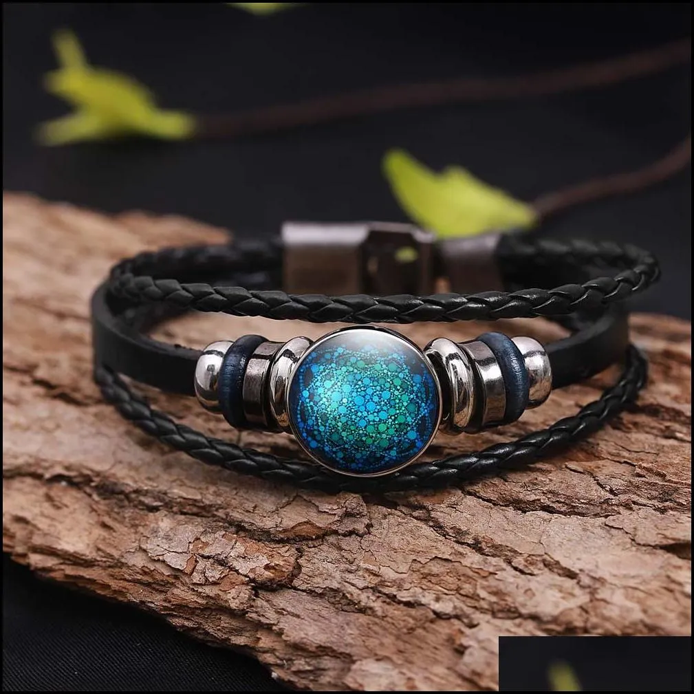 new design flower of life bracelets om yoga chakra pendant bracelet fashion glass dome sacred geometry for women jewelry