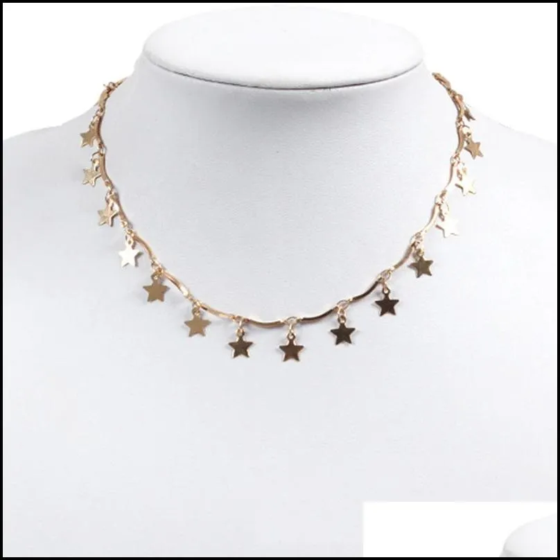 lucky star choker necklace fashion star tassels choker jewelry gift pendant disc chain statement necklace for women girls