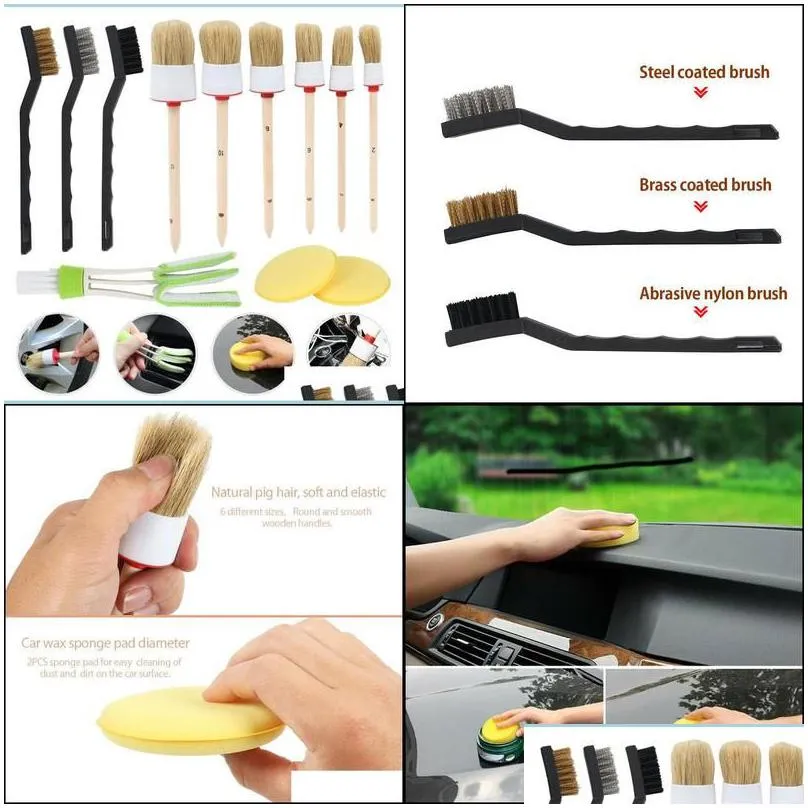 cleaning brushes 12pcs1set professional car interior detail brush kit motive cleaning boar hair wheel tools 2012149023037 drop deliv