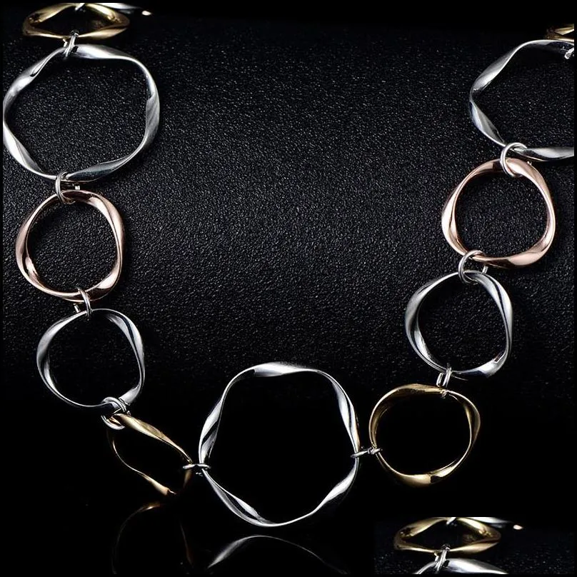 multi round circles chain link necklace bracelets for women silvery irregularity metal hoop earrings bracelets fashion jewelry gifts