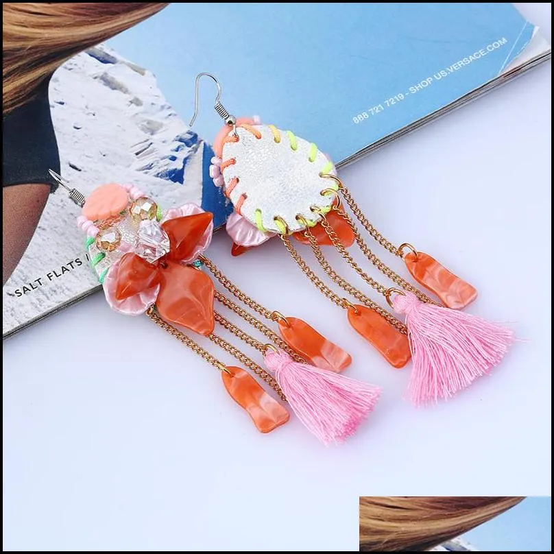 new fashion long tassel earrings bohemia shell bead earring for women ethnic sweet lovely dangle earrings jewelry new year gifts