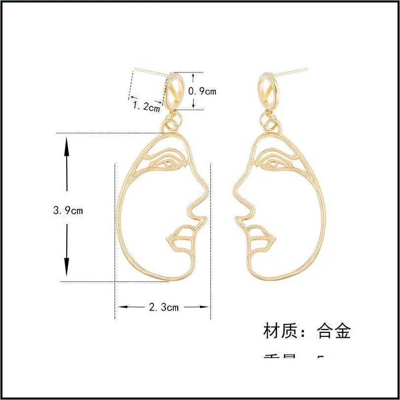 fashion face mask abstract earrings new simple personality exaggerated punk style earring for woman girls jewelry gift party