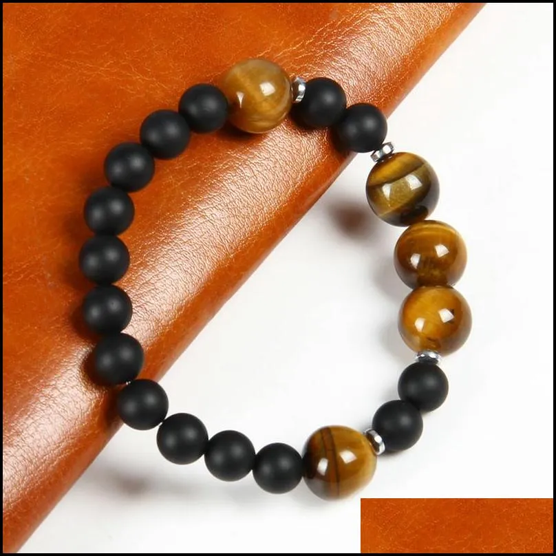 new design summer mens bracelet 1pcs 8mm with 12mm lave stone tiger eye stone beads lucky energy bracelets for men