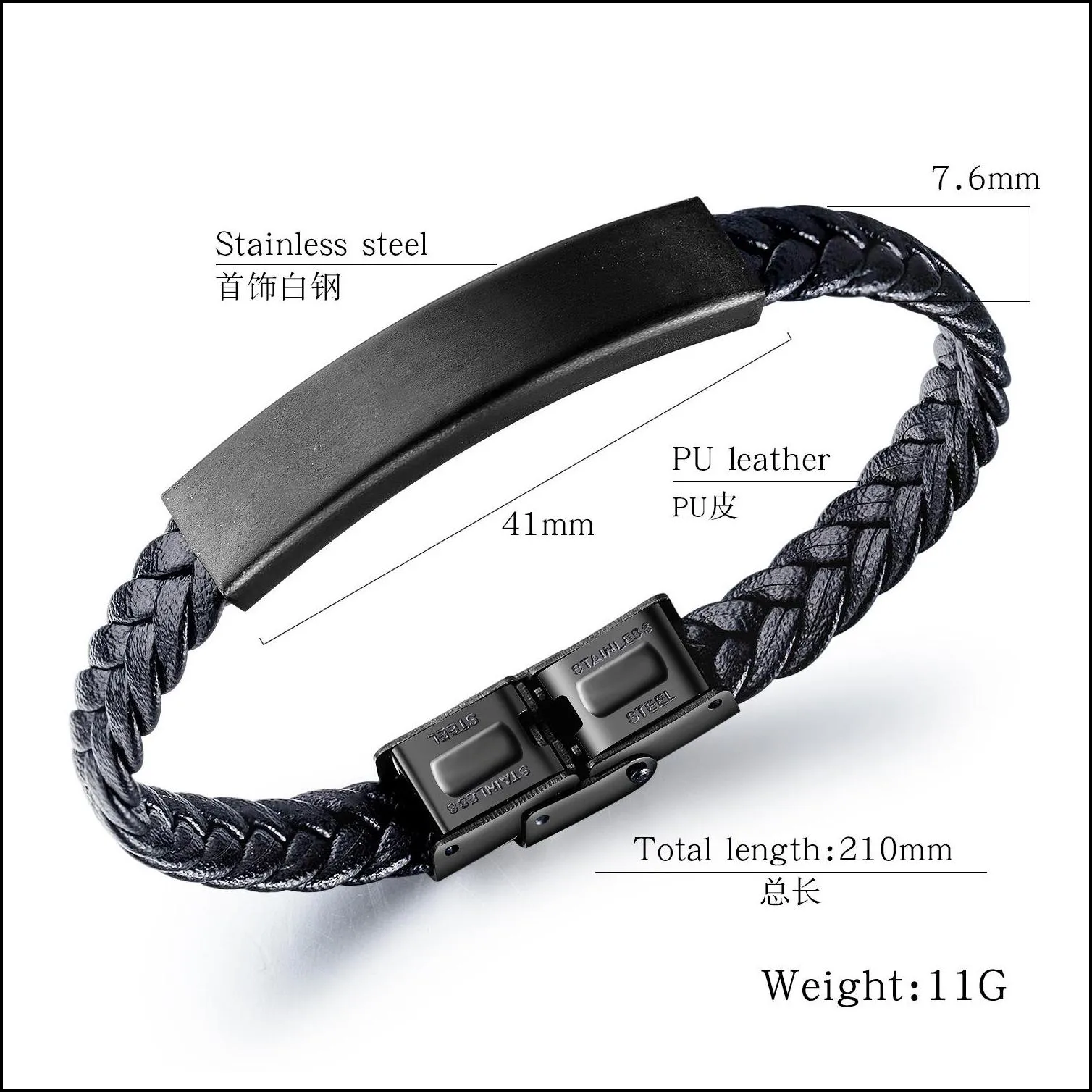 mens leather bangle bracelets black magnetic stainless steel bracelet wrap wristband beautiful titanium bracelet for men gifts hand