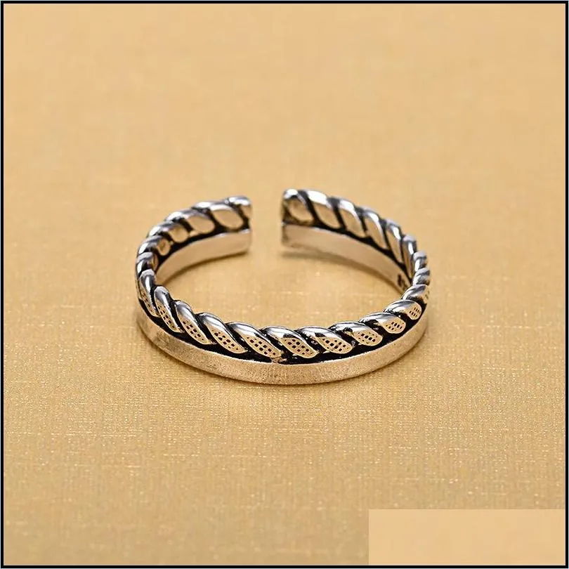 vintage sterling silver hand open finger rings for women antique plated silver metal leaf open ring beach jewelry