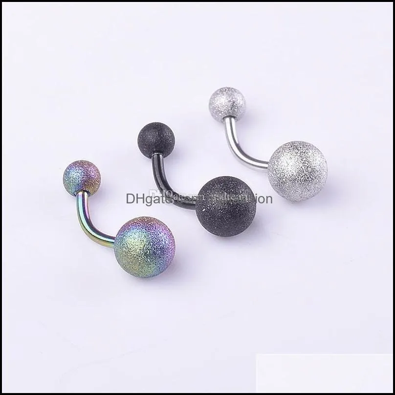 stainless steel dull polish ball belly ring silver rose gold allergy navel bell button rings for women fashion jewelry