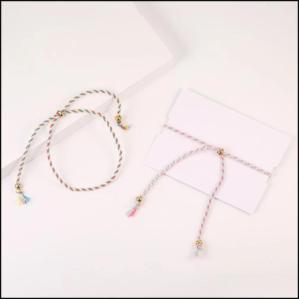 handmade woven braided rope friendship bracelet with card beach bohemian polyester thread weave string bracelet for women men jewelry