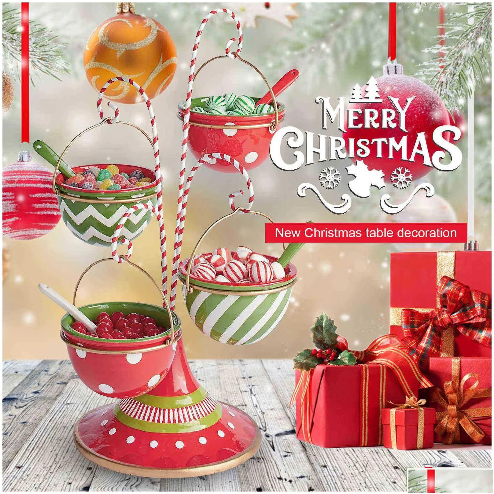 christmas decorations in stock christmas snack stand resin food serving tray cupcake holder ornaments rack decoration 2021 h1020 dro