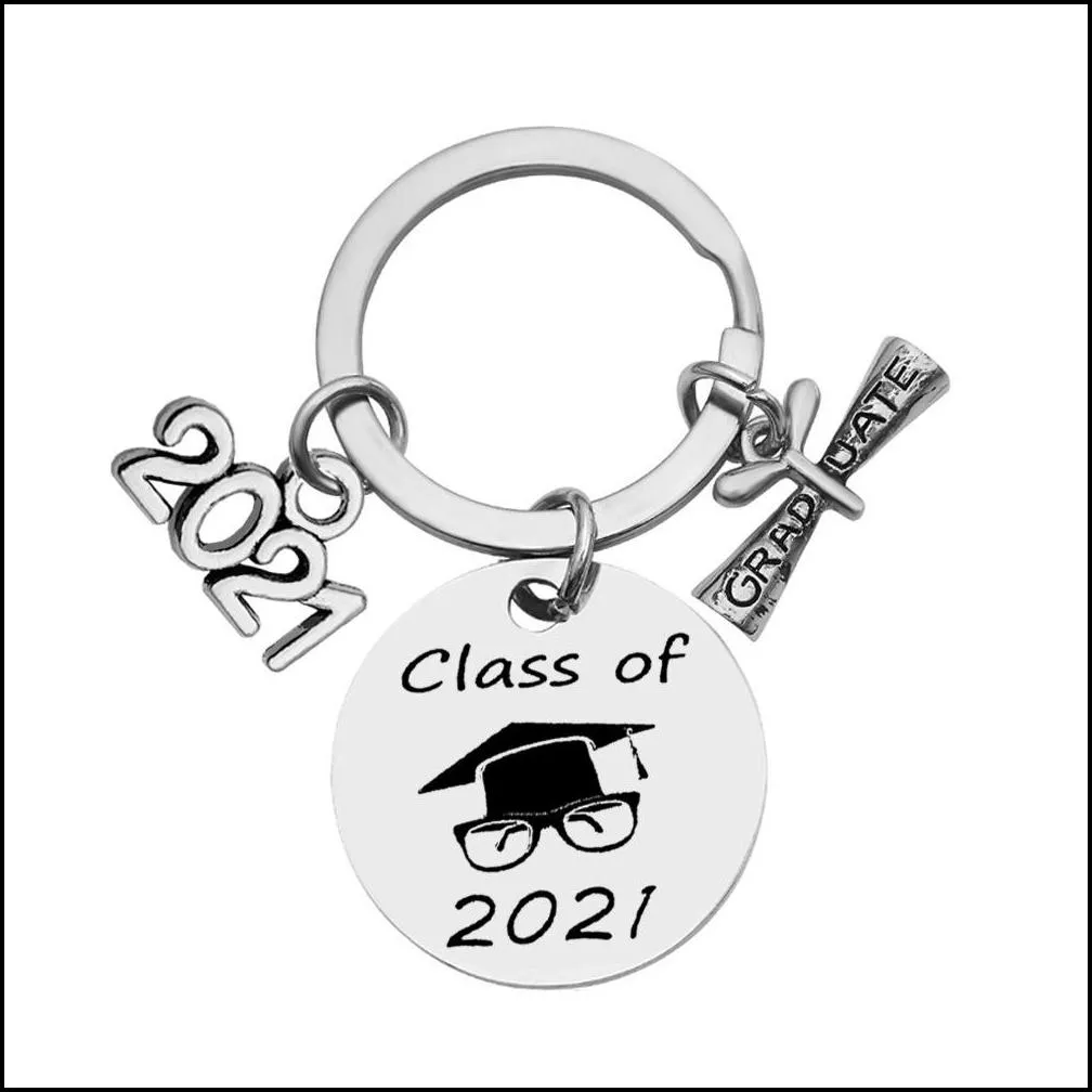 2021 graduation season key chain keyring stainless steel creative positive energy gift jewelry accessories