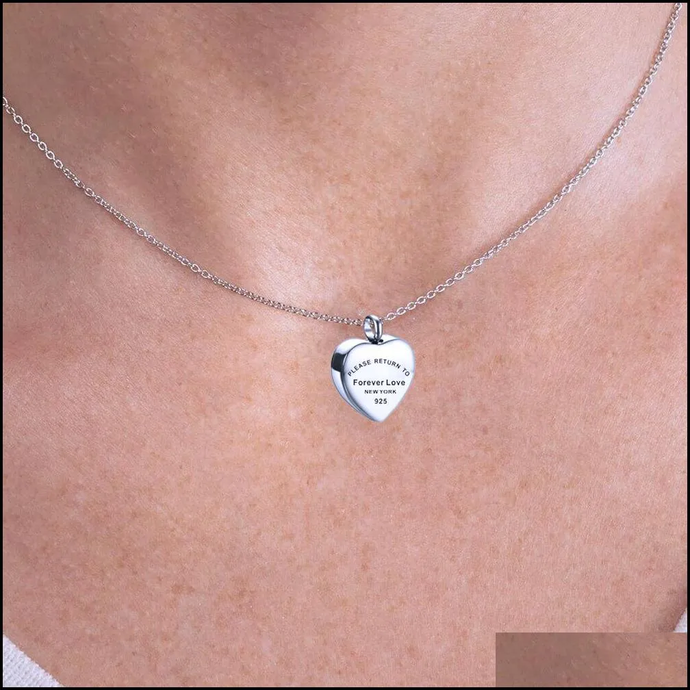 heart memory necklace for women please return to forever love stainless steel necklace ashes urn jewelry