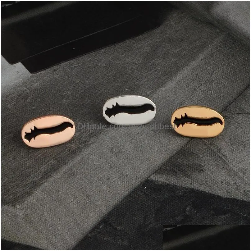 creative coffee beans shaped brooches set 4pcs enamel gold plated alloy badges for girls paint lapel pins collar jewelry gift clothes