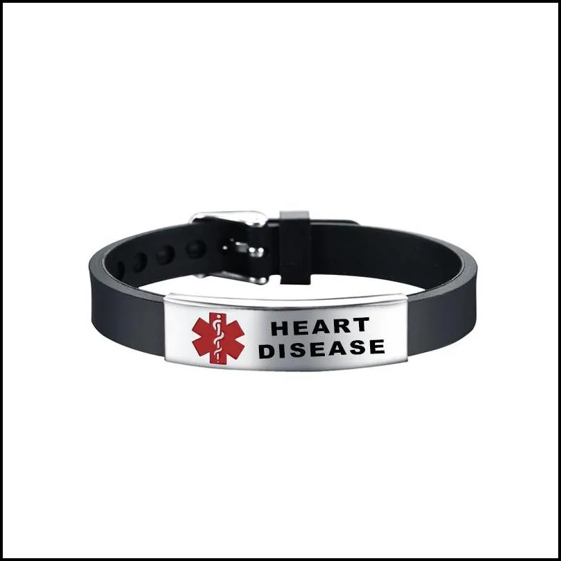 creative red medical alert bracelet women epilepsy diabetes sos stainless steel bracelet jewelry