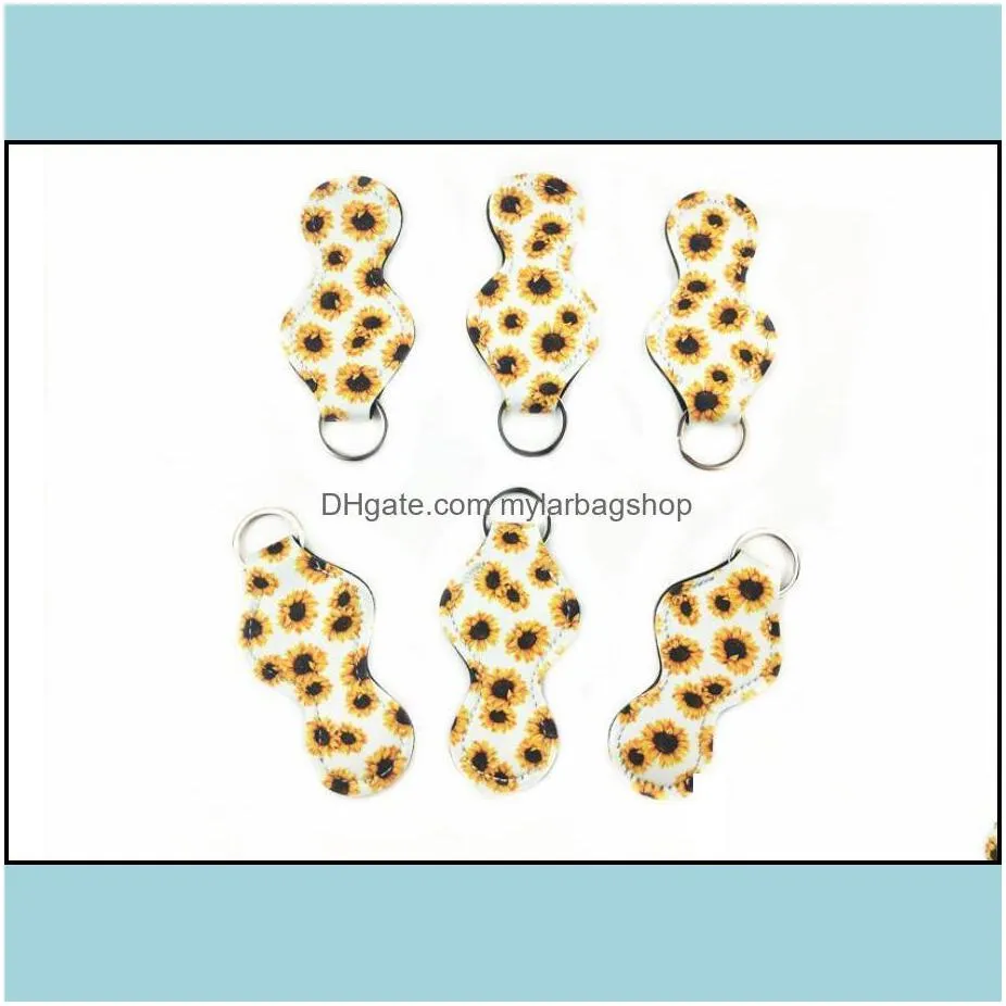 party favor event supplies festive home garden neoprene keychain sports printed chapstick holder leopard keychains wrap lipstick holders