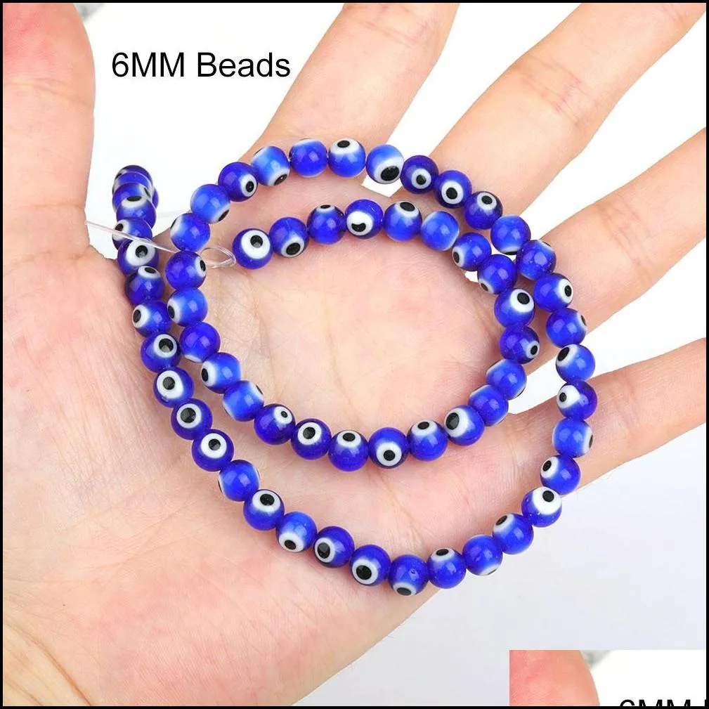 6mm 8mm liuli evil blue eye loose beads stone for jewelry making diy bracelet necklace handmade jewellry findings