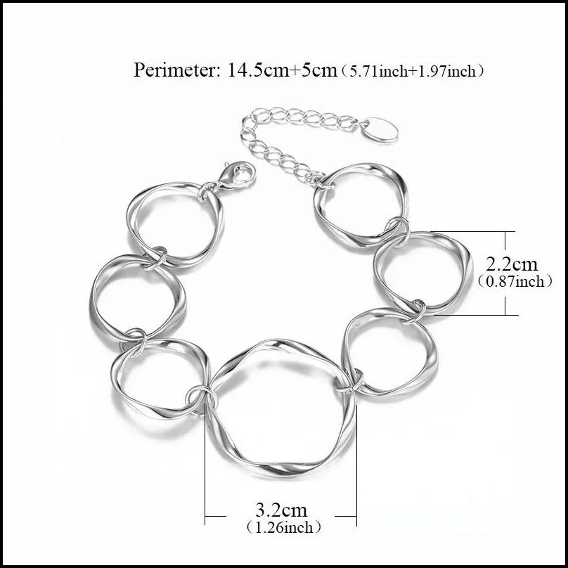 multi round circles chain link necklace bracelets for women silvery irregularity metal hoop earrings bracelets fashion jewelry gifts