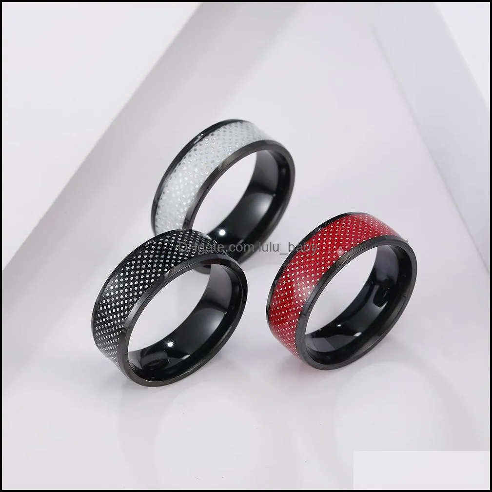 stainless steel shiny spot ring bands contrast color black rings for women men fashion jewelry