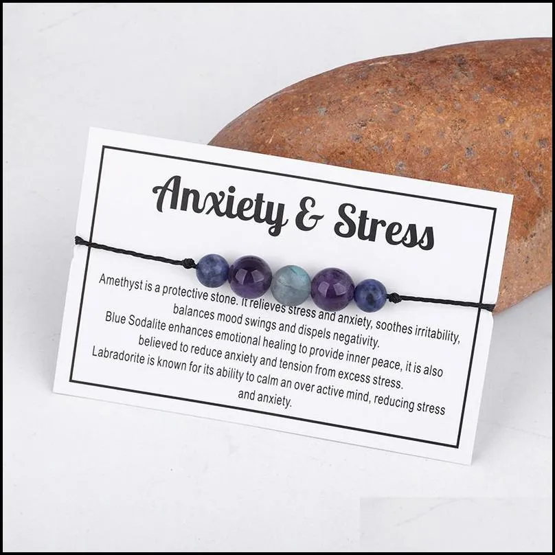 handmade amethyst anxiety bracelet flash stone beaded wax rope bracelet couple unisex jewelry friendship spiritual gift