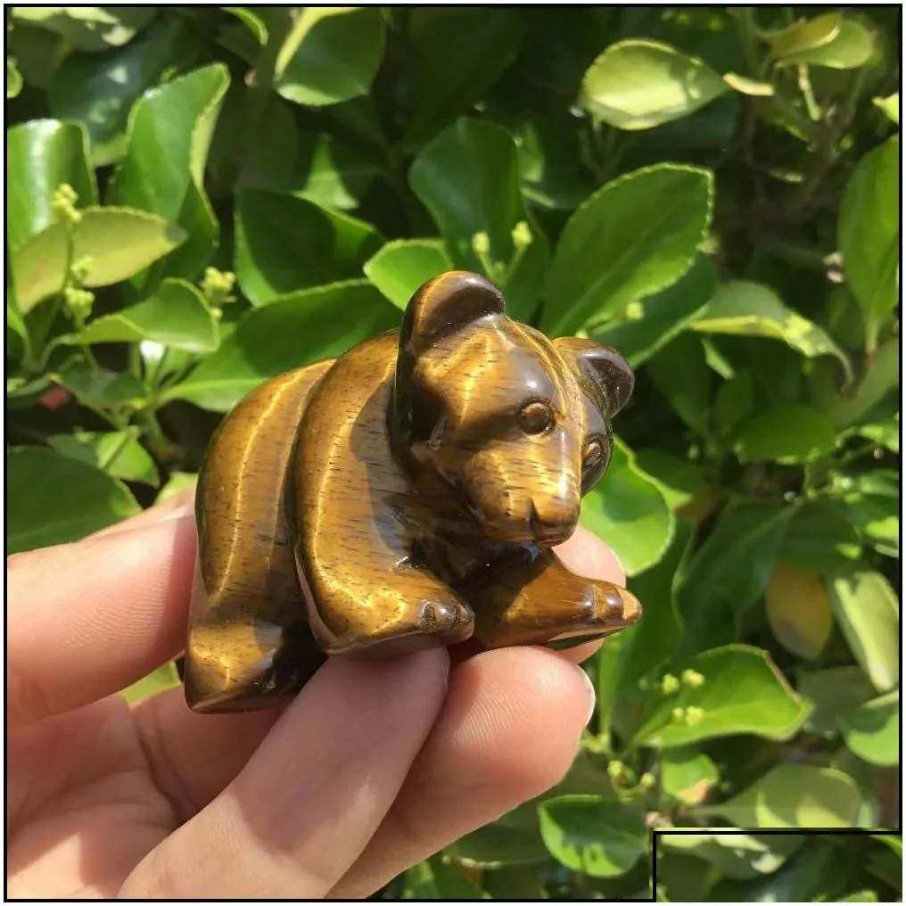 arts and crafts natural stone carved tiger eye cute bear rose quartz crystal figurine statue t2001176861049 drop delivery home garde