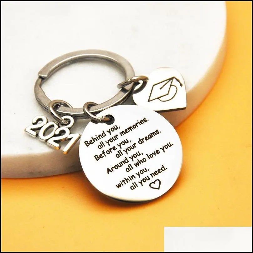 2021 graduation season key chain keyring stainless steel creative positive energy gift jewelry accessories