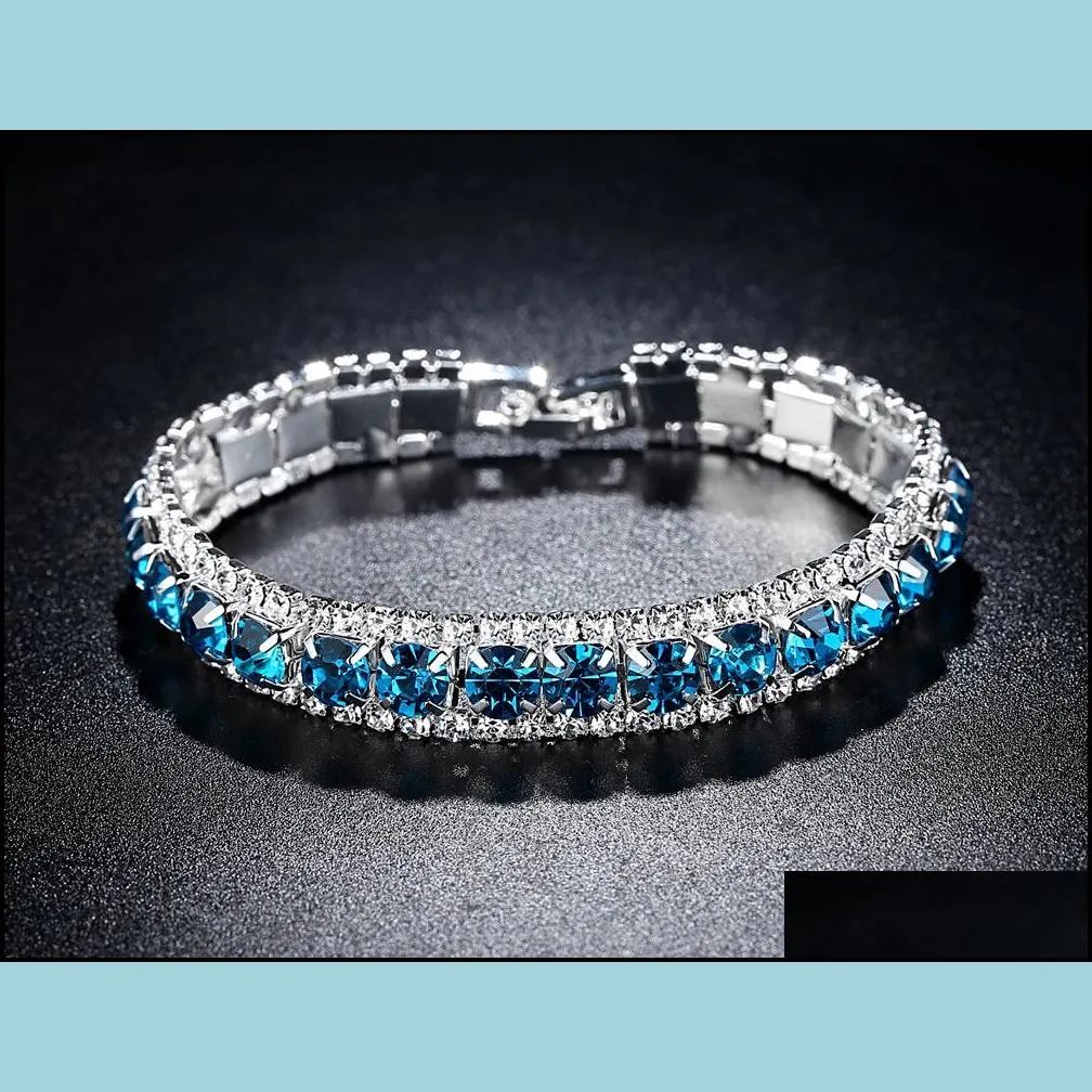 high quality shiny crystal bracelet for women silver plated rhinestone charm bracelets for monther day gift jewelry accessories