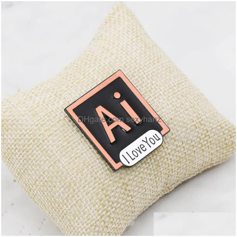  cartoon ps ai letter brooch pins enamel funny metal brooches for girls gift jewelry badges bag clothes accessories shirt pin