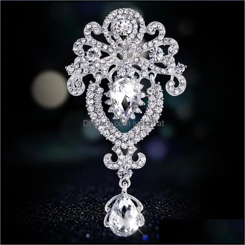 diamons crystal crown drop brooches pins corsage scarf clips engagement wedding brooch for women men fashion jewelry