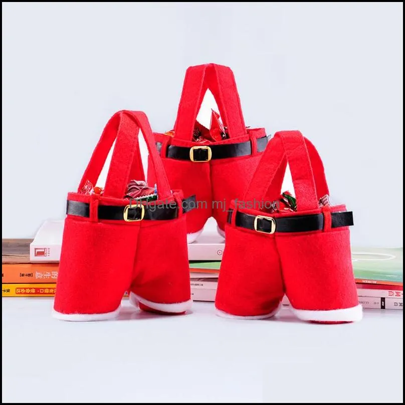 santa pants style christmas decorations gift bags candy bags christmas presents basket candy tote bags for party home decor