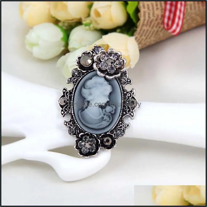 retro crystal lady head portrait brooch pin fashion business suit tops corsage rhinestone brooches fashion jewelry gift