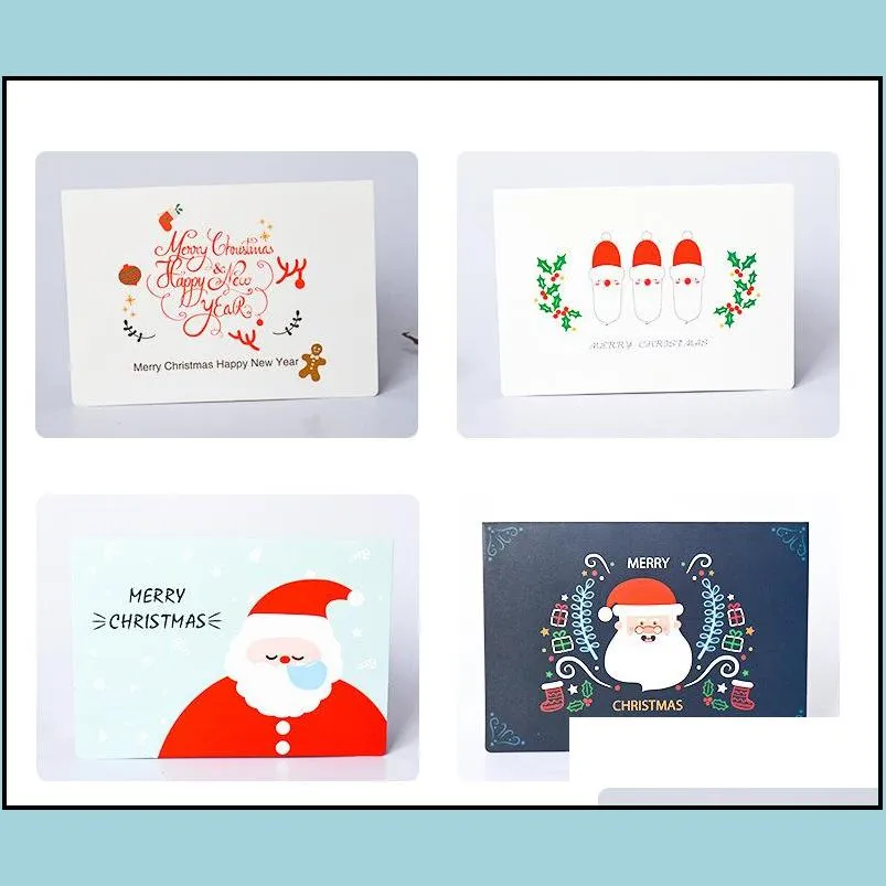 8 pcs/lot christmas card snowman santa claus christmas greeting card with envelope mini greeting thank you card new year gift cards