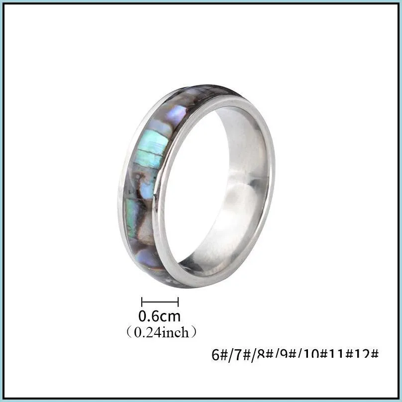 shellhard abalone shell lovers couples ring stainless steel finger rings wedding bands for men women comfort fit size 612 jewelry