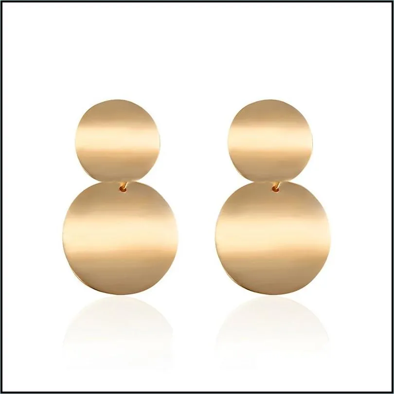 new design geometric earrings gold silver color statement round circle metal earring for women wholesale jewelry