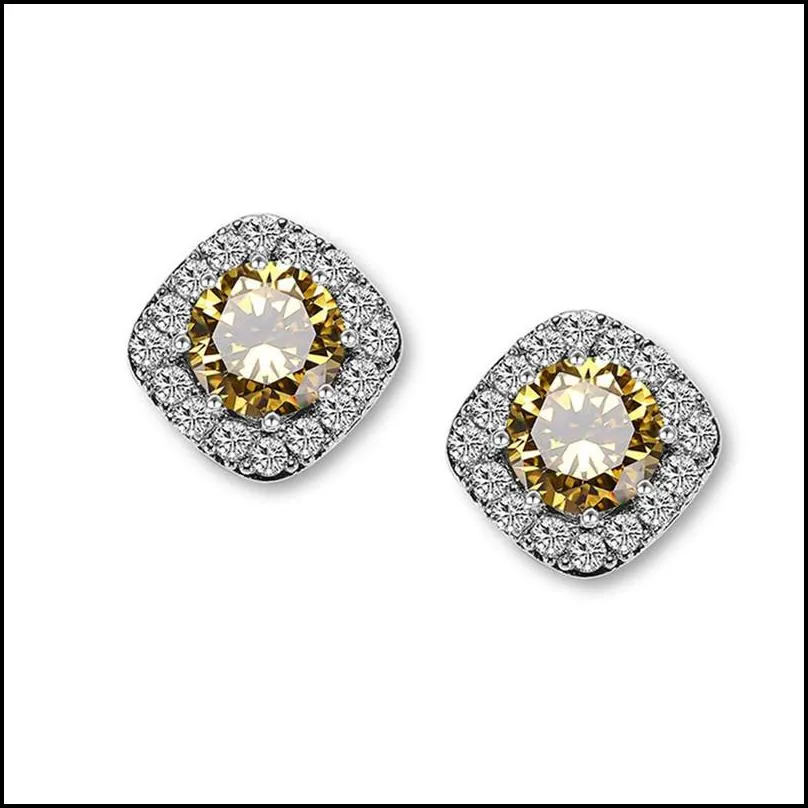 cubic zircon stud earrings cz rhinestone hypoallergenic high quality round multicolor ear for elgant women girls daily wear jewelry