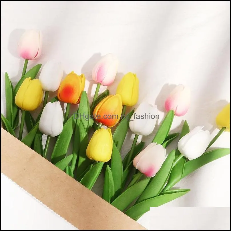 real touch artificial flowers mini tulip faux floral greenery party wedding home decor