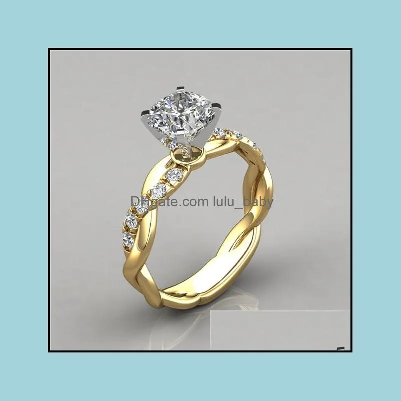 braid diamond ring women gold silver engagement wedding rings fashion jewelry